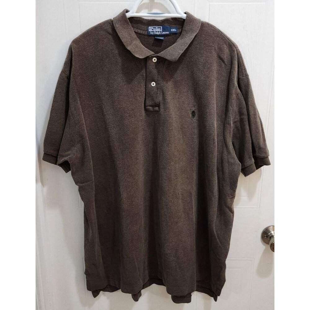 POLO by Ralph Lauren Brown Polo Shirt‎ Green Pony Size XXL 100% Cotton